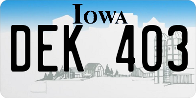 IA license plate DEK403