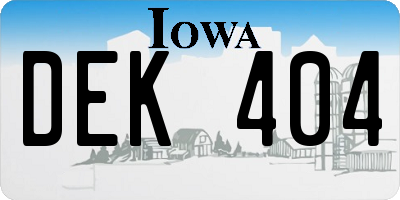 IA license plate DEK404