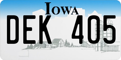 IA license plate DEK405