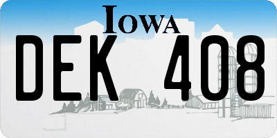 IA license plate DEK408