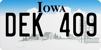 IA license plate DEK409