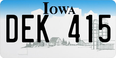 IA license plate DEK415