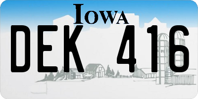 IA license plate DEK416