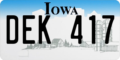 IA license plate DEK417