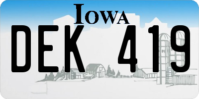 IA license plate DEK419
