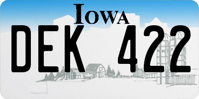 IA license plate DEK422