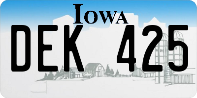 IA license plate DEK425