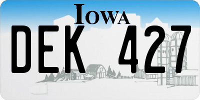 IA license plate DEK427
