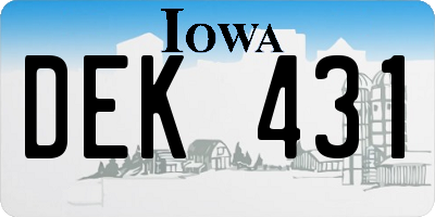 IA license plate DEK431