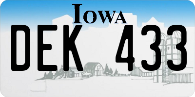 IA license plate DEK433