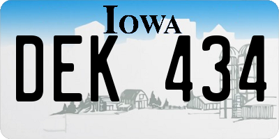 IA license plate DEK434