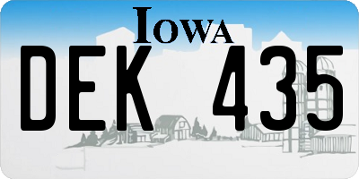 IA license plate DEK435