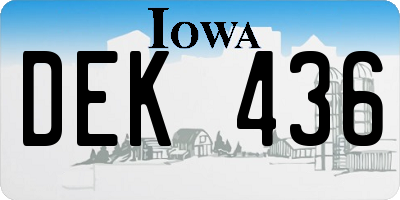 IA license plate DEK436