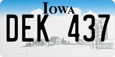 IA license plate DEK437