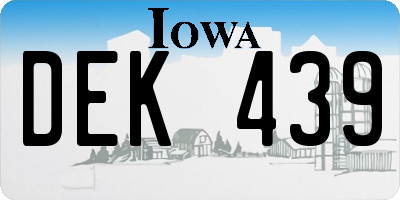 IA license plate DEK439