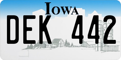 IA license plate DEK442
