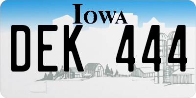 IA license plate DEK444