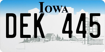 IA license plate DEK445