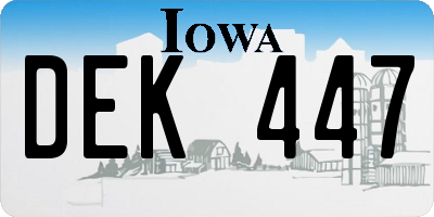 IA license plate DEK447