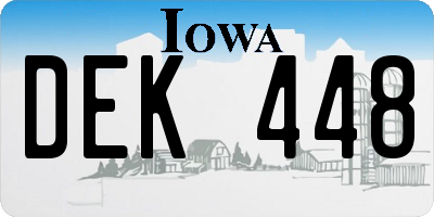 IA license plate DEK448