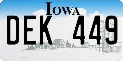 IA license plate DEK449