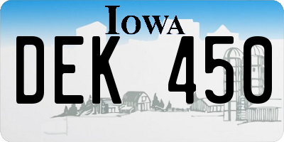 IA license plate DEK450