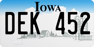 IA license plate DEK452