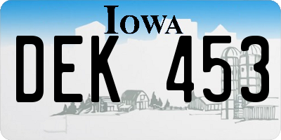 IA license plate DEK453