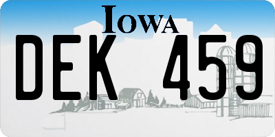 IA license plate DEK459