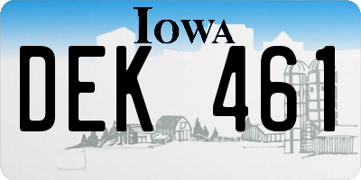 IA license plate DEK461