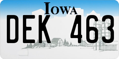 IA license plate DEK463