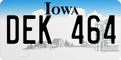 IA license plate DEK464