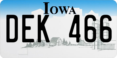 IA license plate DEK466