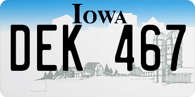 IA license plate DEK467