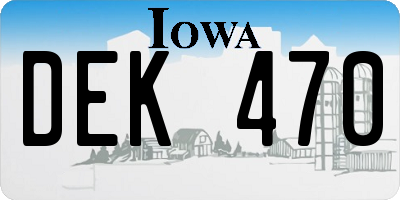 IA license plate DEK470