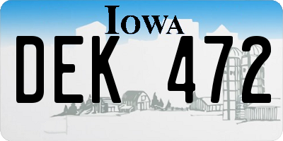 IA license plate DEK472