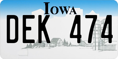 IA license plate DEK474