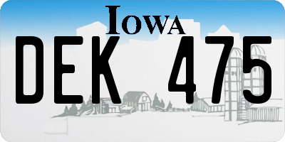 IA license plate DEK475