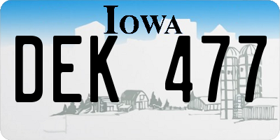 IA license plate DEK477