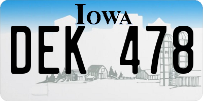 IA license plate DEK478