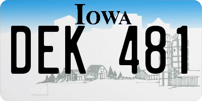 IA license plate DEK481