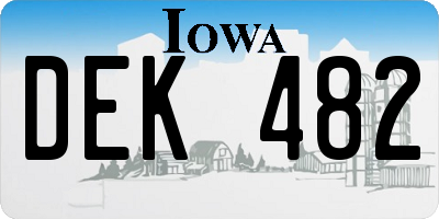 IA license plate DEK482