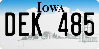 IA license plate DEK485