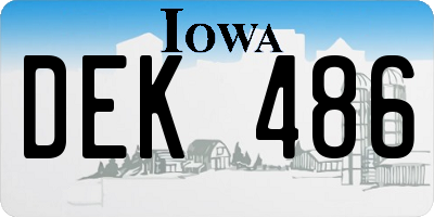 IA license plate DEK486