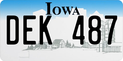 IA license plate DEK487