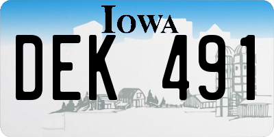 IA license plate DEK491