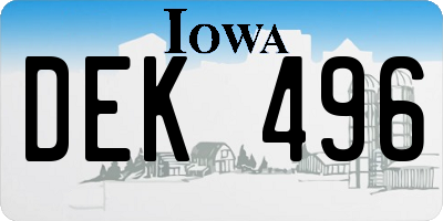 IA license plate DEK496
