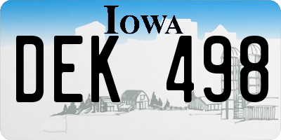 IA license plate DEK498