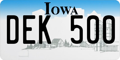 IA license plate DEK500
