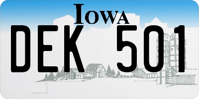 IA license plate DEK501